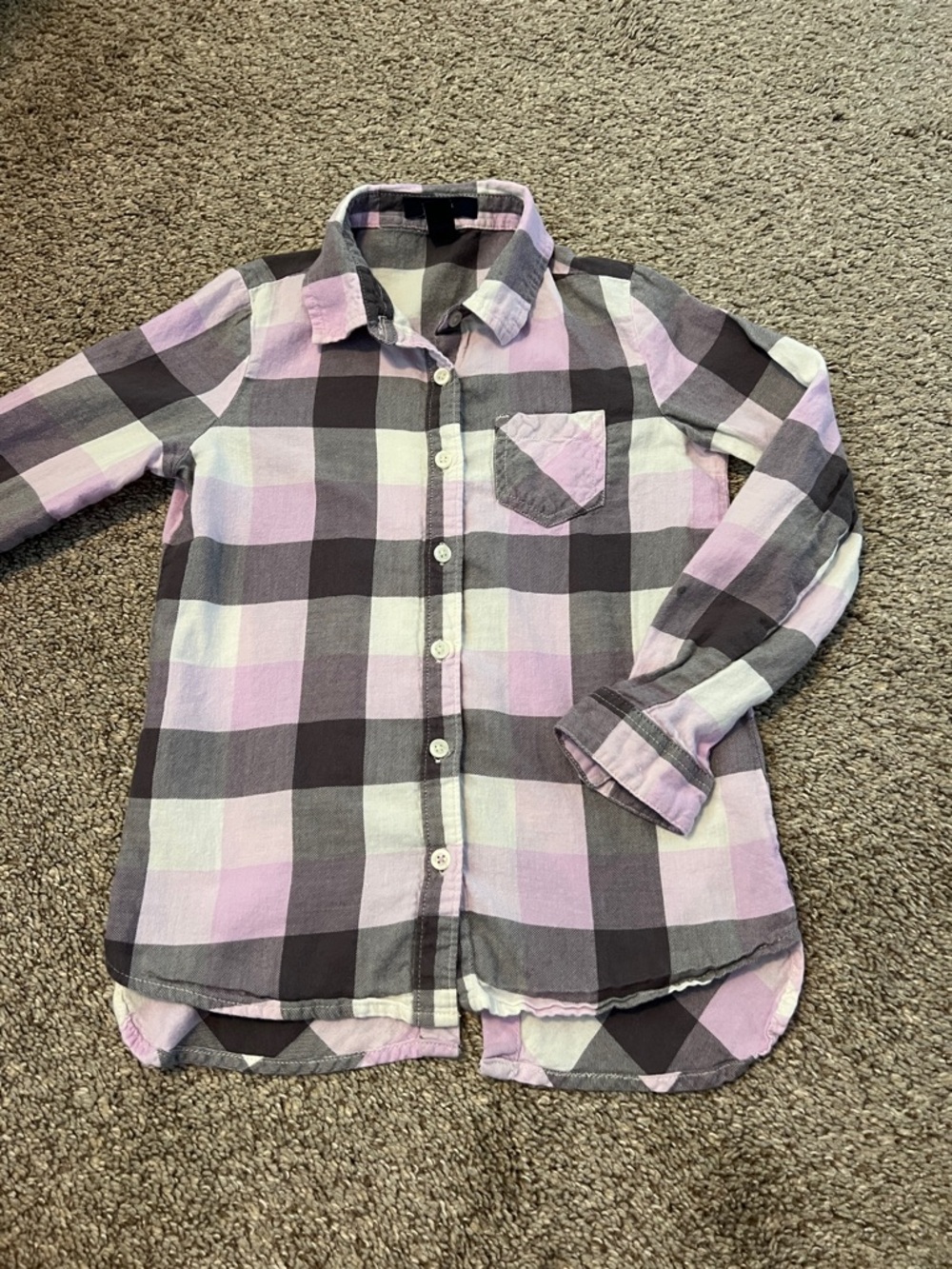 GAP Pink, Gray and White Plaid Button-Down Shirt